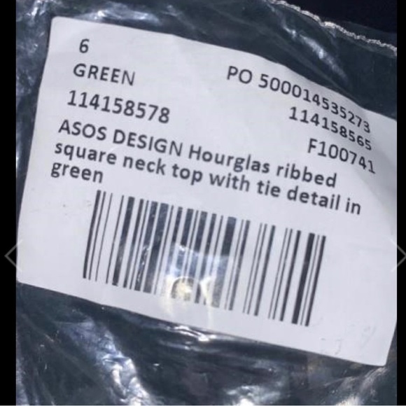 ASOS DESIGN ribbed square neck top with tie - Picture 3 of 3